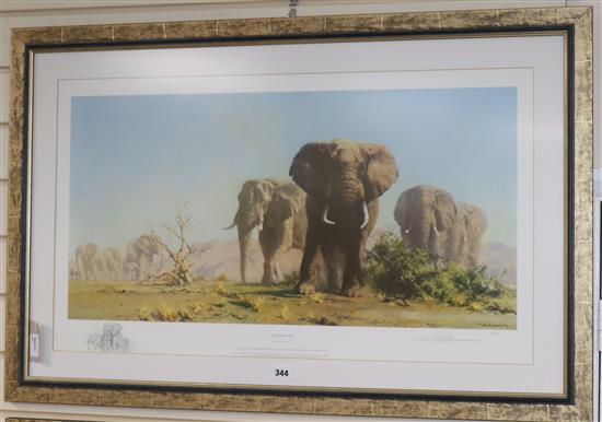 David Shepherd (1931-2017), limited edition signed print, The Ivory is Theirs, No. 96/100, blind-stamped